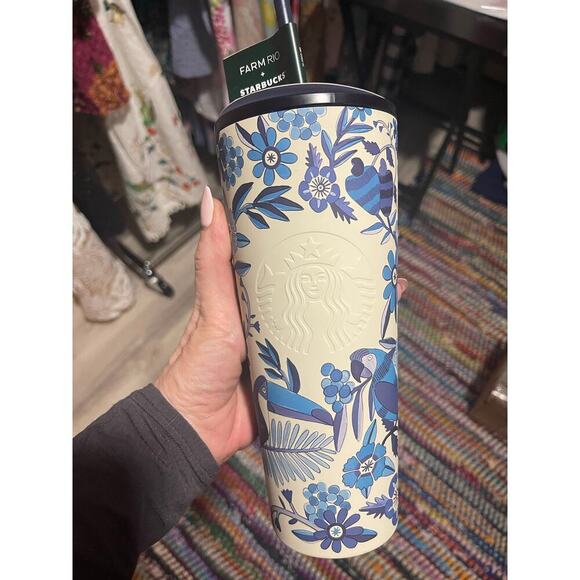 Starbucks + FARM Rio Lenco Azulejo 24oz Stainless Cold Cup - Picture 2 of 4